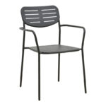 Stackable armchair Deraby black metal 56x45.5x83cm