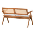 Winslow rubberwood 2-seater sofa in light walnut color-light grey fabric 130x60x77.5cm - Image 3