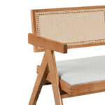 Winslow rubberwood 2-seater sofa in light walnut color-light grey fabric 130x60x77.5cm - Image 5