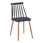 Dining chair Aurora black pp-natural color metal leg 42x49.5x77cm