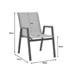Azelie stackable armchair, aluminum in cappuccino-textilene champagne 56x75x88cm - Слика 2