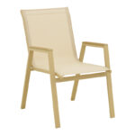 Azelie stackable armchair, aluminum in cappuccino-textilene champagne 56x75x88cm