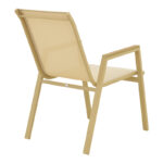 Azelie stackable armchair, aluminum in cappuccino-textilene champagne 56x75x88cm - Слика 3