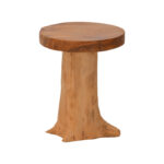 Stool Feranto teak wood in natural color D35x45cm - Image 2