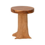 Stool Feranto teak wood in natural color D35x45cm - Image 3