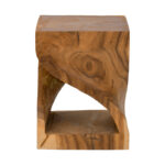 Stool Hourian I suar wood in walnut color 35x35x45cm - Image 2