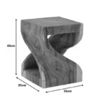 Stool Hourian I suar wood in walnut color 35x35x45cm - Image 4