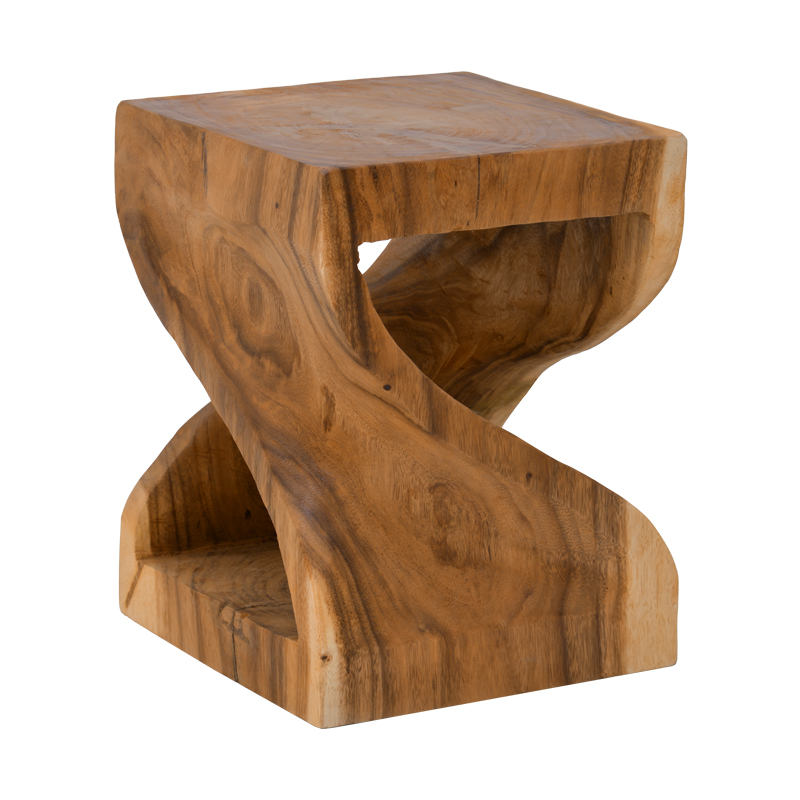 338-000020 Stool Hourian I suar wood in walnut color 35x35x45cm - Image 1
