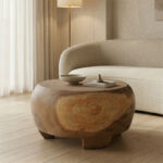 Coffee table Terra suar wood in natural color D60x36cm