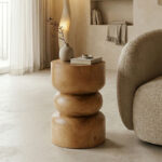 Stool Estelle suar wood in natural color D30x45cm
