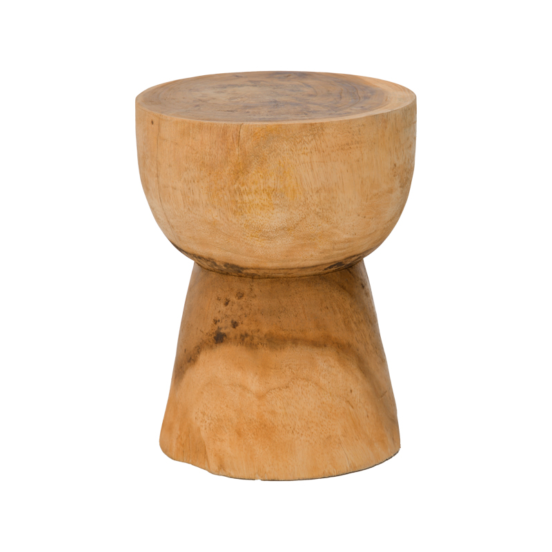 338-000026 Stool Orveto suar wood in natural color D30x40cm - Image 1
