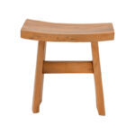 Stool Borbe teak wood in natural color 45x28x45cm - Image 2