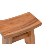 Stool Borbe teak wood in natural color 45x28x45cm - Image 4