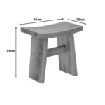 Stool Borbe teak wood in natural color 45x28x45cm - Image 5