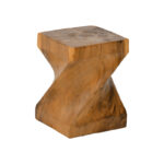 Stool Twister suar wood in natural color 30x30x45cm