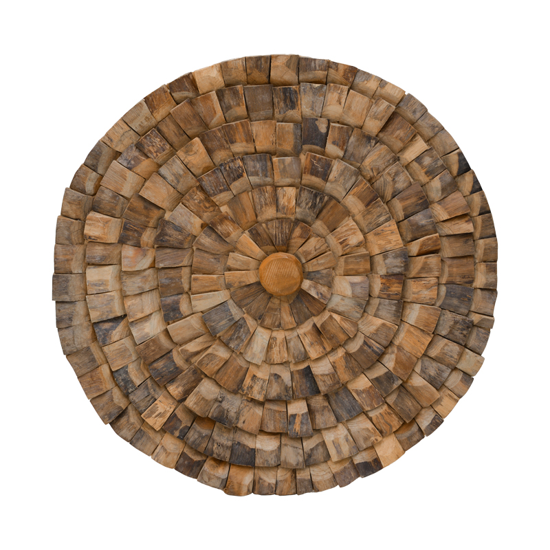 338-000033 Wall deco Benez teak wood in natural color D80x5cm - Image 1