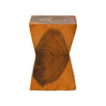 Stool Clepsydra suar wood in natural color 31x31x45cm - Image 2