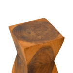Stool Clepsydra suar wood in natural color 31x31x45cm - Image 3