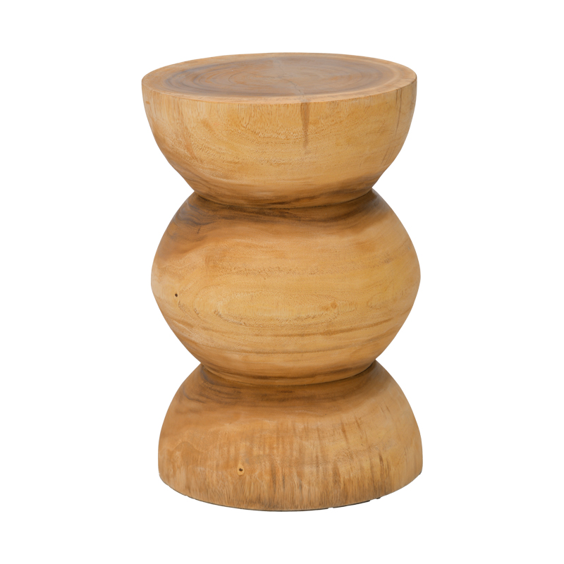 338-000038 Stool Pilar suar wood in natural color D30x45cm - Image 1