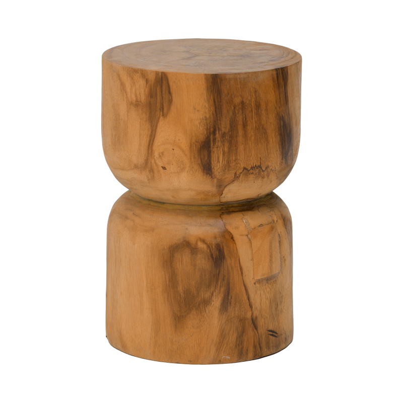 338-000044 Stool Kreton suar wood in natural color D30x45cm - Image 1