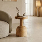 Side table Queno suar wood in natural color D30x45cm