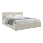 Dellia bed with storage space cream fabric 150x200cm