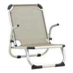 Playa beach chair heavy duty with high back aluminum-textilene in champagne 54x72x63cm