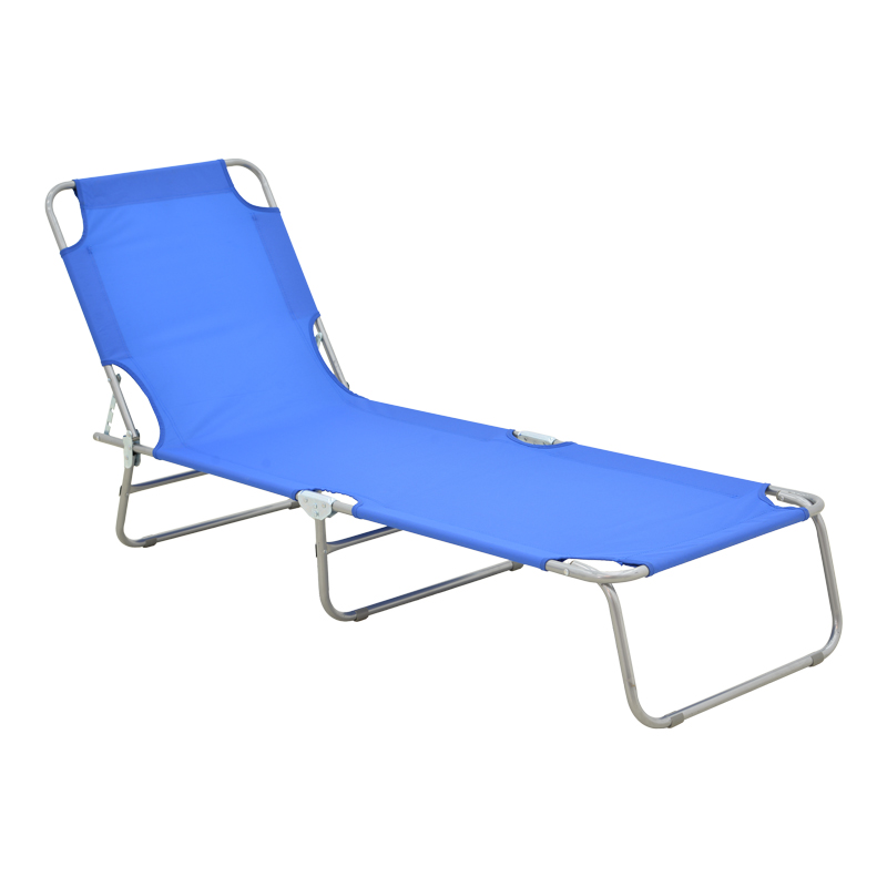396-000007 Pasein metal-textilene beach lounger in blue shade 55x185x24cm - Слика 1