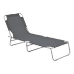 Pasein metal-textilene beach lounger in anthracite shade 55x185x24cm
