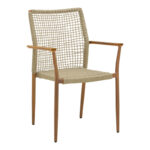Solana armchair stackable- teak wood- aluminum in brown-pe rope in natural shade 56x57x95cm