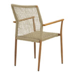 Solana armchair stackable- teak wood- aluminum in brown-pe rope in natural shade 56x57x95cm - Image 3