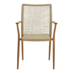 Solana armchair stackable- teak wood- aluminum in brown-pe rope in natural shade 56x57x95cm - Image 5