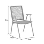 Weave stackable armchair, aluminum in beige -pe rope in natural shade 57x63x86cm - Слика 2
