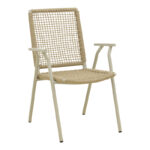 Weave stackable armchair, aluminum in beige -pe rope in natural shade 57x63x86cm