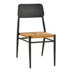 Giardino chair stackable aluminum in black -pe rattan in natural shade 45x56x82cm