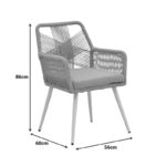 Andros armchair aluminum in white- pe rope in natural shade 56x60x86cm - Image 2