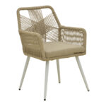 Andros armchair aluminum in white- pe rope in natural shade 56x60x86cm