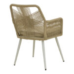 Andros armchair aluminum in white- pe rope in natural shade 56x60x86cm - Image 3