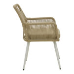 Andros armchair aluminum in white- pe rope in natural shade 56x60x86cm - Image 4