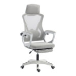 Manager's office chair with footrest Meton white - mesh grey 48x60x118-128cm