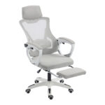 Manager's office chair with footrest Meton white - mesh grey 48x60x118-128cm - Слика 3