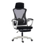 Manager's office chair with footrest Meton white - mesh black 48x60x118-128cm