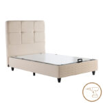 Semi-Double bed Punto with storage space cream velvet 120x200cm - Слика 2