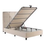 Semi-Double bed Punto with storage space cream velvet 120x200cm - Слика 3