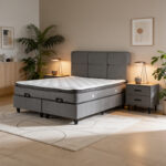 Double bed Punto with storage space anthracite velvet 160x200cm
