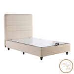 Semi-Double bed Linteda with storage space cream velvet 120x200cm - Слика 2