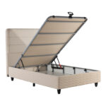 Semi-Double bed Linteda with storage space cream velvet 120x200cm - Слика 3