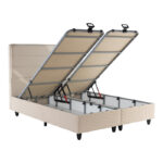 Double bed Linteda with storage space cream velvet 160x200cm - Слика 3