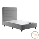 Semi-Double bed Linteda with storage space anthracite velvet 120x200cm - Image 2