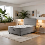 Semi-Double bed Linteda with storage space anthracite velvet 120x200cm